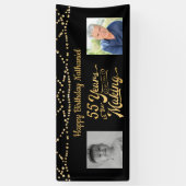 55e verjaardag zwart gouden string lichten retro f spandoek (Verticaal)