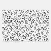 55e verjaardag zwart/wit Random Number Pattern 55 Inpakpapier Vel (Voorkant 2)