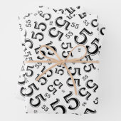 55e verjaardag zwart/wit Random Number Pattern 55 Inpakpapier Vel (In situ)