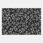 55e verjaardag zwart/wit Random Number Pattern 55 Inpakpapier Vel (Voorkant)