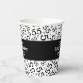 55e verjaardag zwart/wit Random Number Pattern 55 Papieren Bekers (Links)