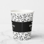 55e verjaardag zwart/wit Random Number Pattern 55 Papieren Bekers (Rechts)