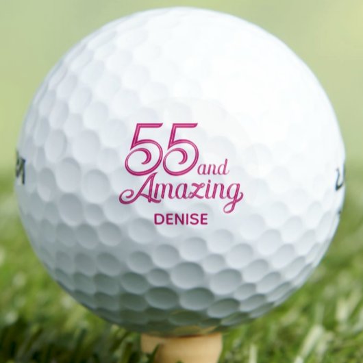 55e verjaardagscadeau Leuke Roze Aangepaste Naam Golfballen