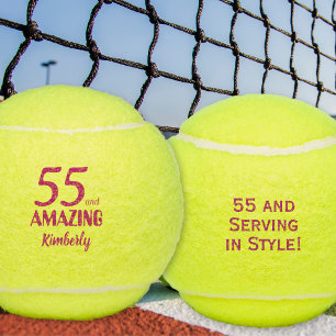 55e verjaardagscadeau Roze Verrassend 55 jaar aang Tennisballen