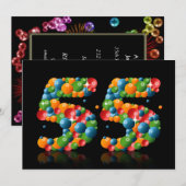55e verjaardagsfeest, met bubbels en ballen kaart (Voorkant / Achterkant)