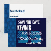 55e verjaardagsfeest Save the Date Blue Midnight Aankondigingskaart (Voorkant / Achterkant)