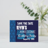 55e verjaardagsfeest Save the Date Blue Midnight Aankondigingskaart (Staand voorkant)