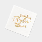 55e Verjaardagsfeest Vijfentwintig script roos gou Folie Servetten (Links)