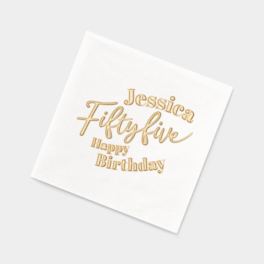55e Verjaardagsfeest Vijfentwintig script roos gou Folie Servetten (Links)