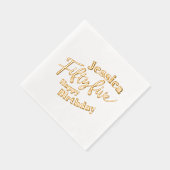 55e Verjaardagsfeest Vijfentwintig script roos gou Folie Servetten (Rechts)