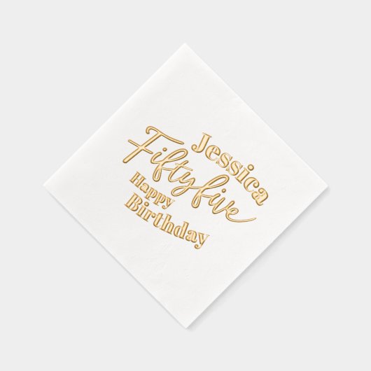 55e Verjaardagsfeest Vijfentwintig script roos gou Folie Servetten (Rechts)