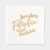 55e Verjaardagsfeest Vijfentwintig script roos gou Folie Servetten (Voorkant)