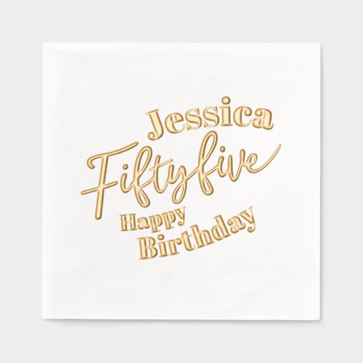 55e Verjaardagsfeest Vijfentwintig script roos gou Folie Servetten (Voorkant)