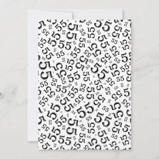 55e verjaardagsfeest, zwart/wit cijferpatroon kaart (Achterkant)