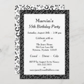 55e verjaardagsfeest, zwart/wit cijferpatroon kaart (Voorkant / Achterkant)