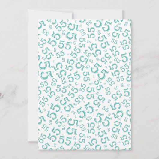 55e verjaardagsfeestje, Blauwgroen/wit nummerpatro Kaart (Achterkant)