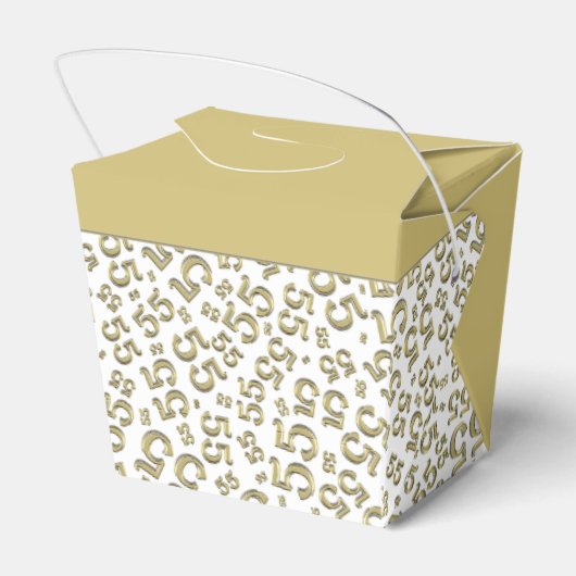 55e verjaardagsfeestje goud/wit nummerpatroon bedankdoosjes (Achterkant)