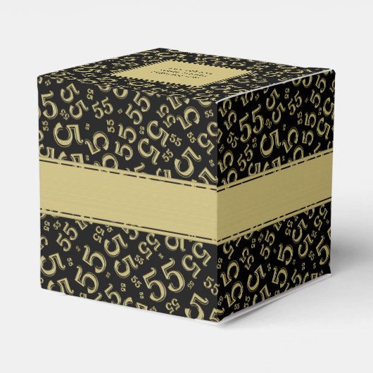 55e verjaardagsfeestje Goud/Zwart Nummerpatroon Bedankdoosjes (Achterkant)