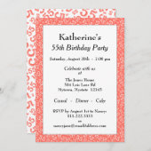 55e verjaardagsfeestje, koraal/wit nummerpatroon kaart (Voorkant / Achterkant)