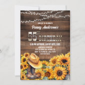 55e verjaardagsfeestje rustieke houten zonnebloem kaart (Voorkant)