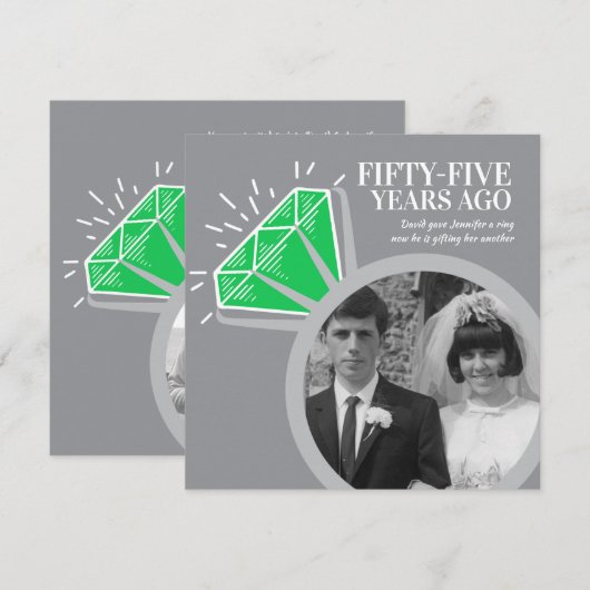 55e verjaardagsfeestje smaragden ring twee foto's kaart (Voorkant / Achterkant)