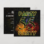 55e verjaardagsfeestuitnodiging met vuurwerk kaart (Voorkant / Achterkant)