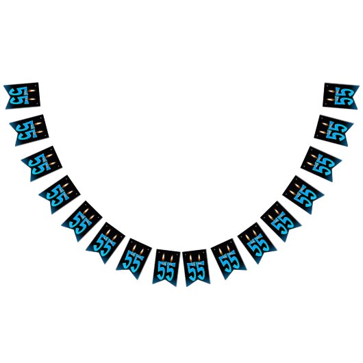 55e verjaardagskaarsen met oogballen vlaggetjes (Alle)