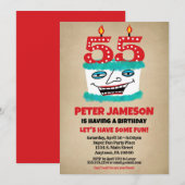 55e Verjaardagsuitnodiging Grappige taart Casual M Kaart (Voorkant / Achterkant)