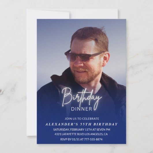 55e verjaardagsuitnodiging Verjaardagsdiner Foto M Kaart (Voorkant)