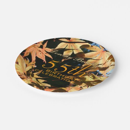 55e Verjaardagsviering Herfst Custom P. Borden Papieren Bordje (Gekanteld)