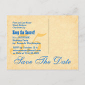 55e VERRASSING Verjaardag Save the Date Blue Gold  Aankondigingskaart (Achterkant)