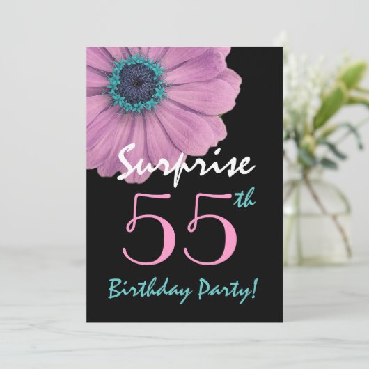 55e verrassingsdag  roze dag kaart (Staand voorkant)