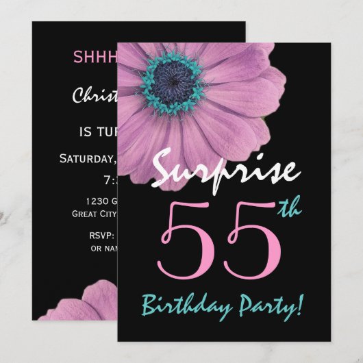 55e verrassingsdag roze dag kaart (Voorkant / Achterkant)