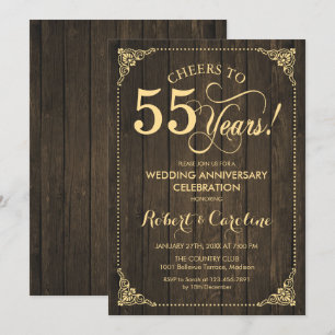 55ste huwelijksjubileum - Goud Hout Kaart