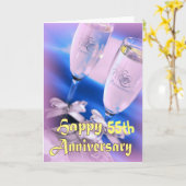 55ste huwelijksverjaardag champagne viering kaart (Gele Bloem)