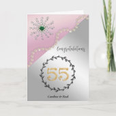 55ste trouwdag | Chic Smaragd & Parels Kaart (Voorkant)
