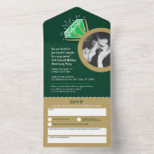 55ste trouwdag emerald gouden ring all in one uitnodiging (Binnen)