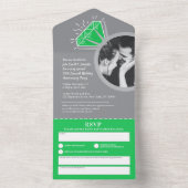 55ste trouwdag smaragd oneindigheidsring all in one uitnodiging (Binnen)