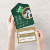 55ste trouwdag-smerald groene gouden ring all in one uitnodiging (Afscheurbaar)