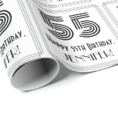 55ste verjaardag: Art Deco geïnspireerd stijl "55" Cadeaupapier (Rol Hoek)