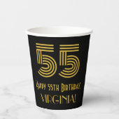 55ste verjaardag: Art Deco Geïnspireerde look "55" Papieren Bekers (Voorkant)