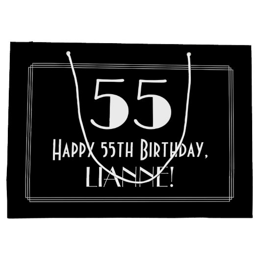 55ste verjaardag: Art Deco geïnspireerde stijl "55 Groot Cadeauzakje (Achterkant)