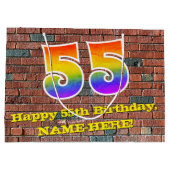 55ste verjaardag: Graffiti-geïnspireerde regenboog Groot Cadeauzakje (Achterkant)