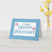 55ste Verjaardag, het Blauwe Patroon van de Kaart (Gele Bloem)