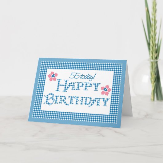 55ste Verjaardag, het Blauwe Patroon van de Kaart (Voorkant)