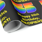 55ste verjaardag: Leuke, kleurrijke regenboog geïn Cadeaupapier (Rol Hoek)