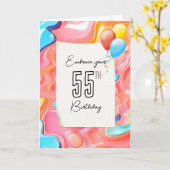 55ste verjaardag Psychedelische 3D abstract Kaart (Gele Bloem)