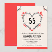 55ste verjaardag uitnodigingen voor haar bloemenha (Voorkant / Achterkant)
