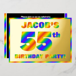 55ste verjaardagsfeest — Leuk, regenboogspectrum “ Folie Uitnodiging