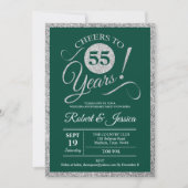 55ste verjaardagsfeest - Smaragdgroen Zilver Kaart (Voorkant)